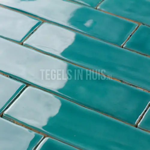 Voordeelprijs Wandtegel handvorm 5×25 aquamarine blauw groen teal OP=OP