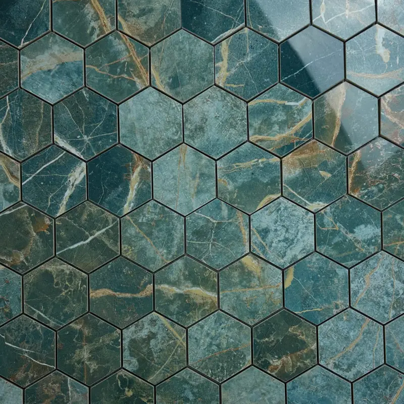 Vloertegel – Wandtegel Hexagon Manhattan Ocean groen gepolijst 29×27 matje Gratis Retour