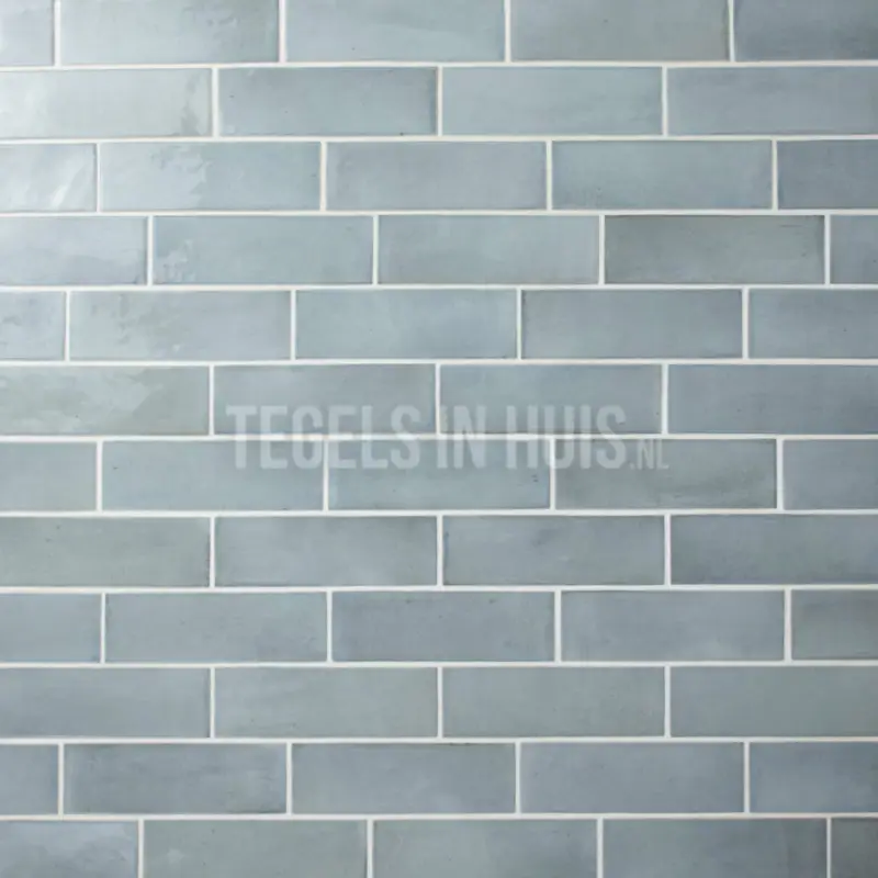 Wandtegel Coco licht blauw grass glans 5×15 Fabrieksprijs