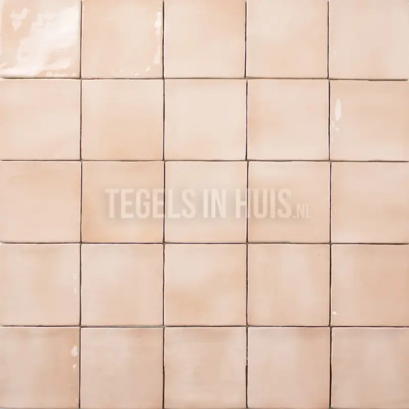 Lage Prijs Equipe wandtegel Manacor 10×10 blush roze glans – handvorm – zellige look – 26914