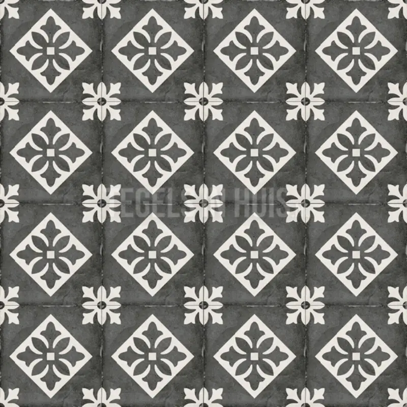 Vloertegel – Wandtegel vintage Padua zwart 20x20cm R9 Direct Beschikbaar