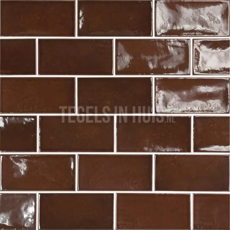 Handvorm wandtegel 6,5×13 bruin soft glans Direct Beschikbaar