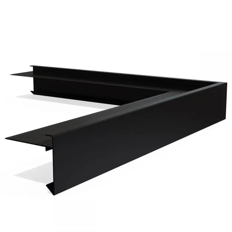 Daktrim zwart 60x64mm RAL 9005 buitenhoek Fabrieksprijs