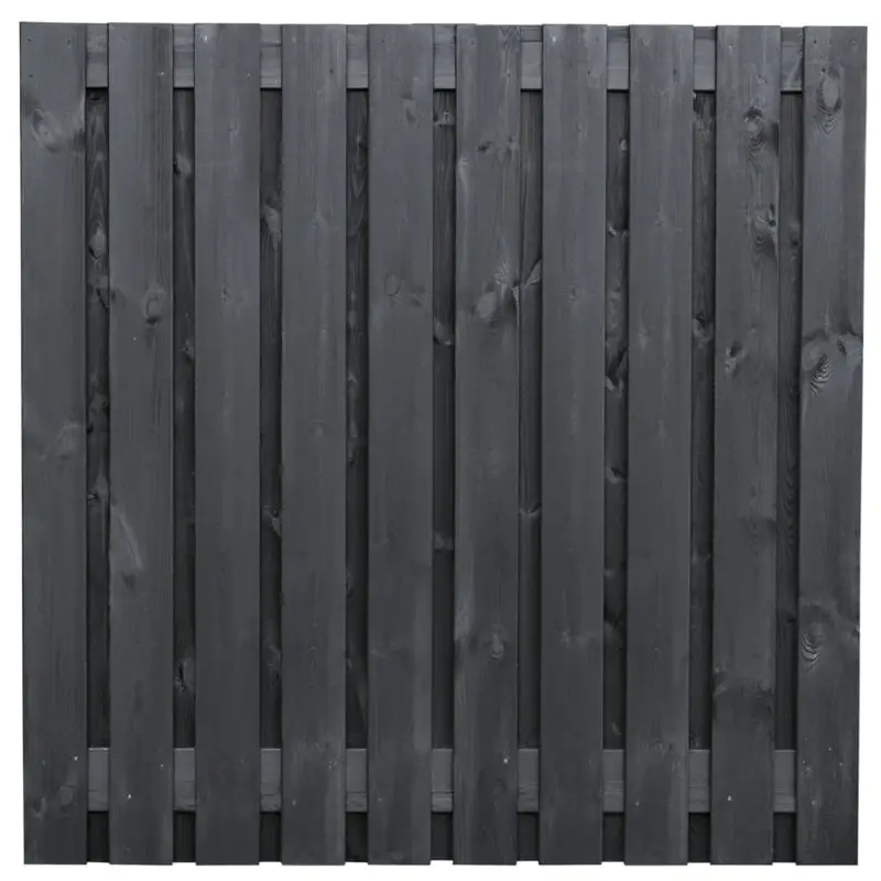 Zwart gespoten tuinscherm geschaafd 180x180cm (privacy) Koopje