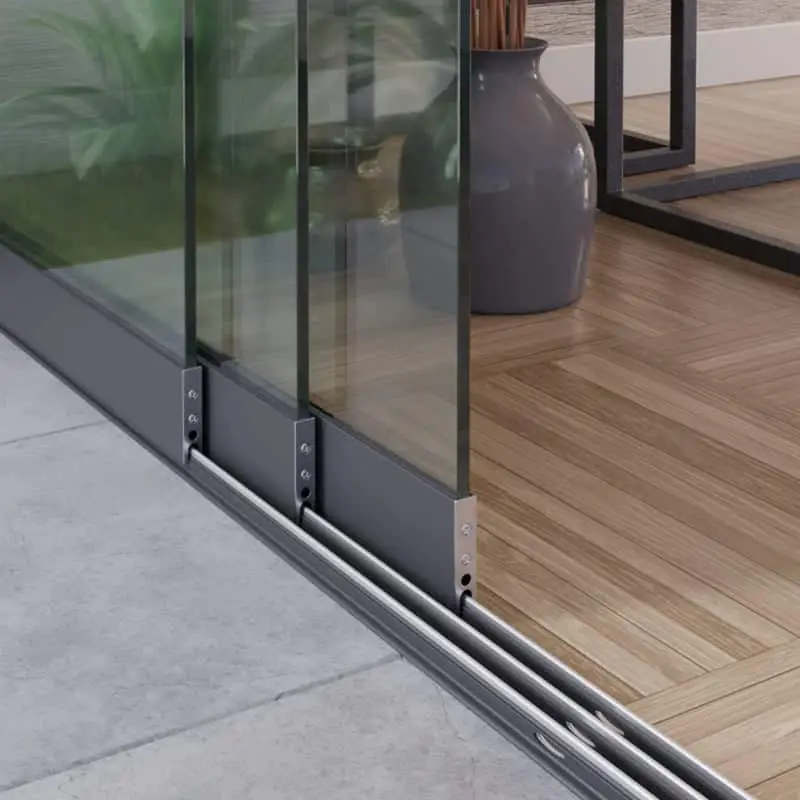 Beperkte Voorraad Glazen schuifwand antraciet 3 rail, 3 ruiten, 273cm (3x93cm)
