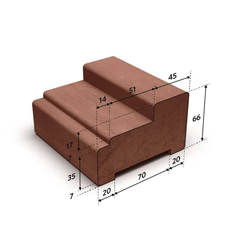 Hoge Kwaliteit Meranti stijl blank volhout (A) 66x110mm