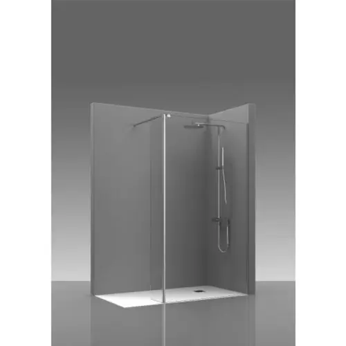 Vaste douchewand Walk In 90x195cm met draaibaar deel 20x195cm Transparantglas Chroom Superprijs