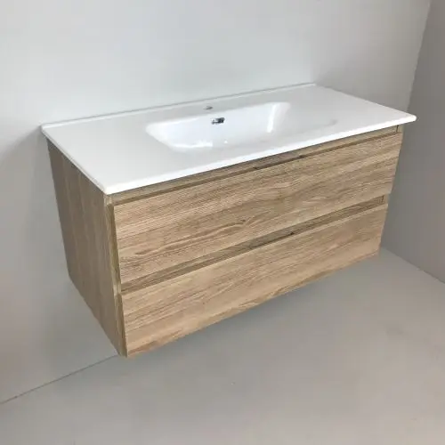 Badmeubel Roble 120cm, eiken 'look' met keramische wastafel Gecertificeerd