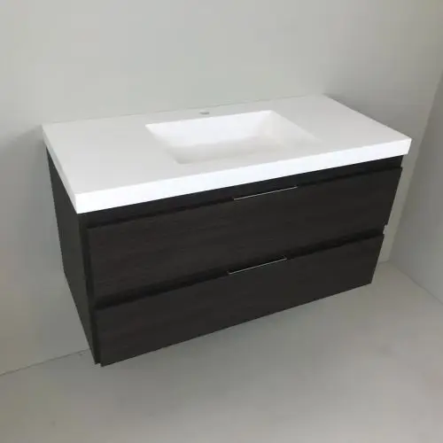 Badmeubel Wengé 100cm, wengé 'look' met 5cm composiet wastafel Speciale Aanbieding