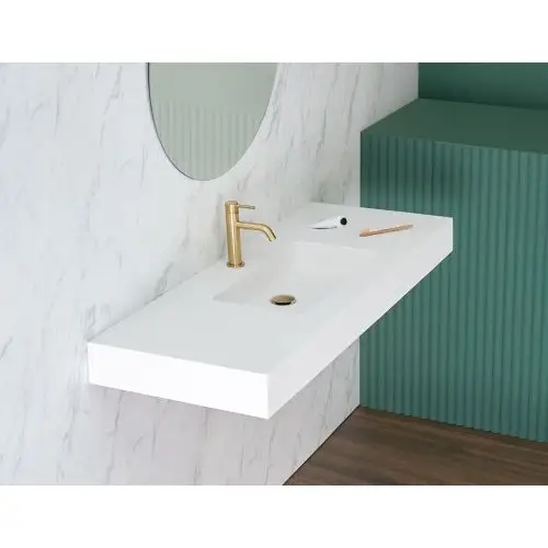 Uitverkoop Solid Surface wastafel Cardiff 100cm wit