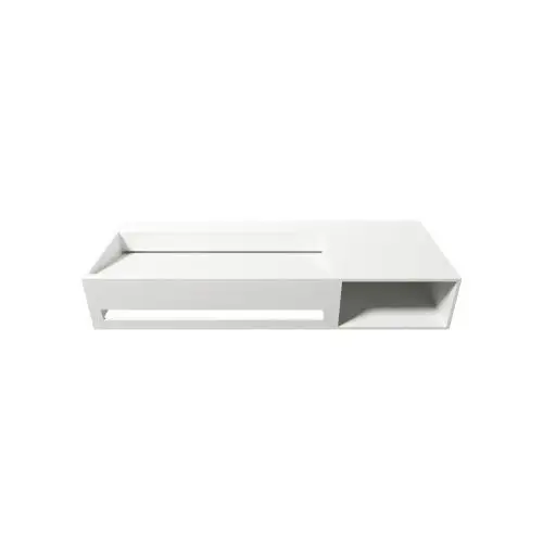Solid Surface wastafel Faro met handdoekhouder 100x46x20cm (lxdxh) mat wit Gratis Retour