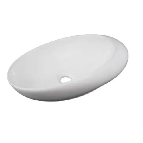 Seizoensaanbieding Keramische ovale opbouw waskom Life 49x30cm wit