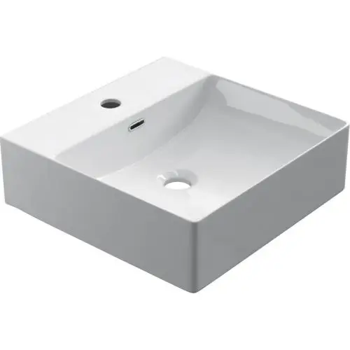 Keramische rechthoekige opbouw waskom Fino Square 40,5x40,5cm wit met kraangat Rechtstreeks Van De Fabrikant
