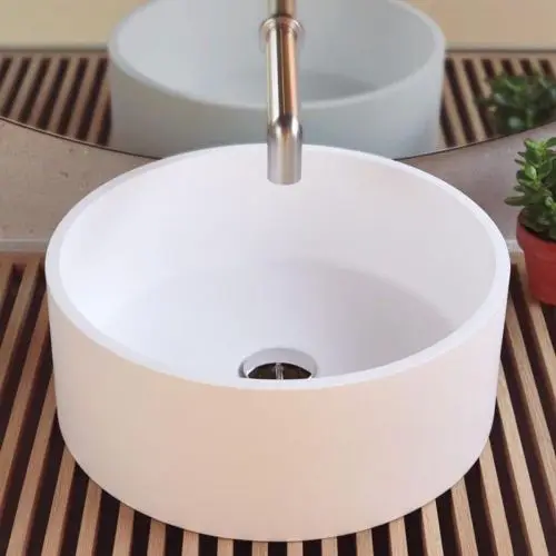 Solid Surface waskom opbouw Luciano ø40cm mat wit Direct Beschikbaar