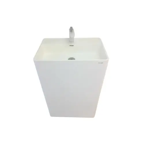 Must-Have Vrijstaand Solid Surface wastafel Cube 60x42cm mat wit - met kraangat
