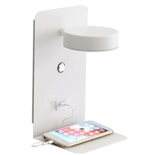 LED wandlamp met planchet, draaibare verlichting en usb aansluiting Wit Nu Kopen
