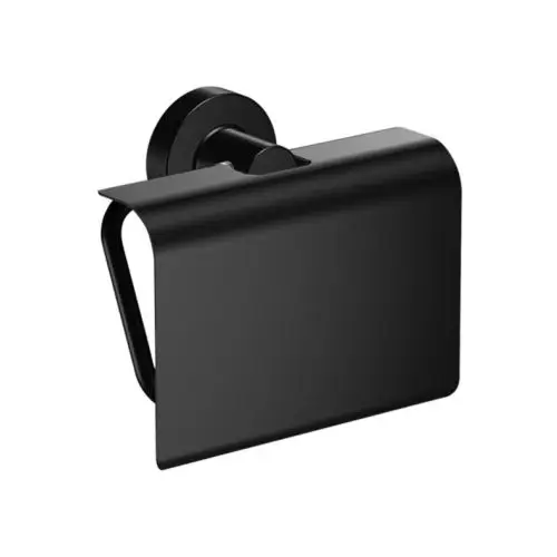 Koop Online Toiletrolhouder Techno met klep mat zwart
