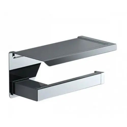 Toiletrolhouder Cube chroom met planchet voor smartphone Veilige Betaling