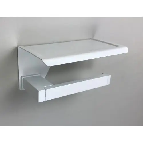 Toiletrolhouder Cube wit met planchet voor smartphone Direct Beschikbaar