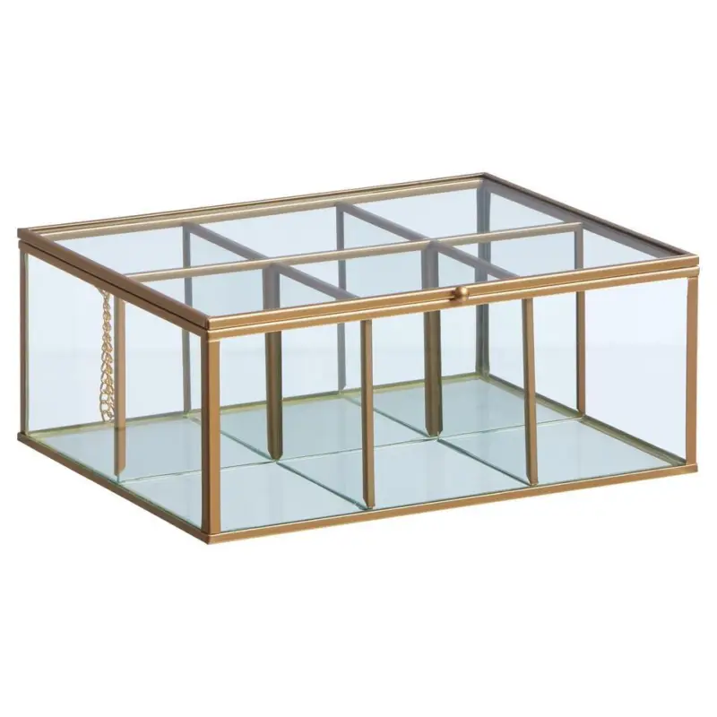 Theedoos Glas Goud Op = Op