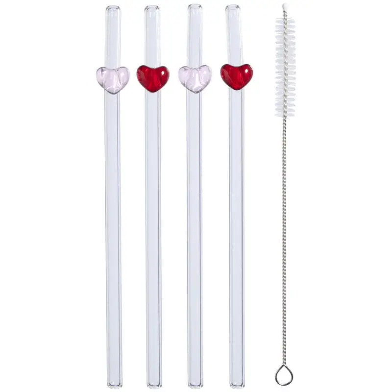 Bestel Nu Glazen Rietjes Rood/Roze - 4 Stuks