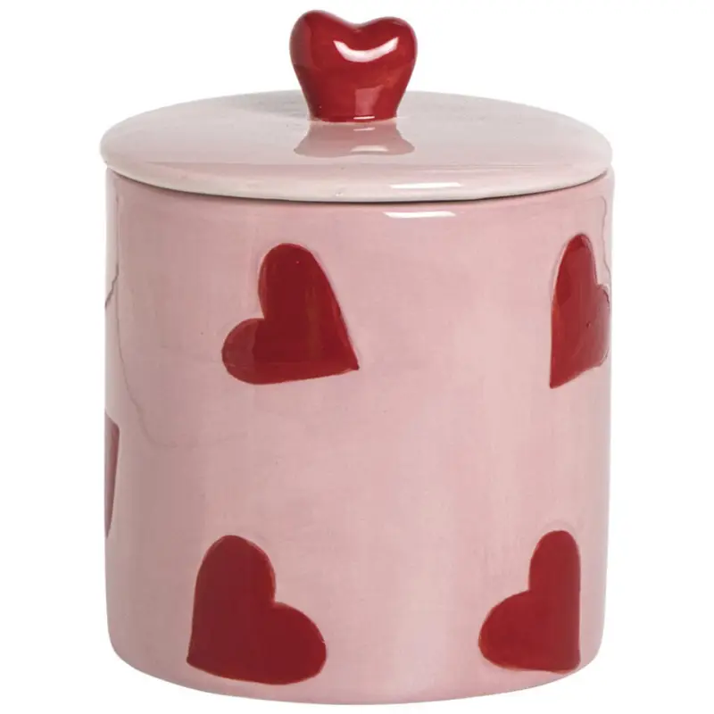 Voorraadpot Hartjes Roze - 600ml Direct Beschikbaar