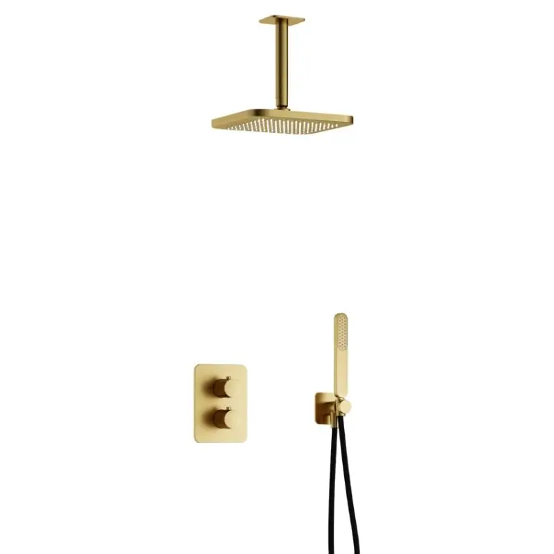 Uitverkoop Complete thermostatische douche InBouwSet Gal met 2-weg stop-omstel met Plafondbuis BBP PVD IBS40ABBP2