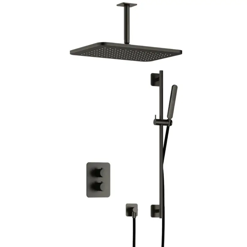 Actieprijs Complete thermostatische douche InBouwSet Gal met 2-weg stop-omstel met plafondbuis, GL106 en Glijstang BGP PVD IBS40ABGP257