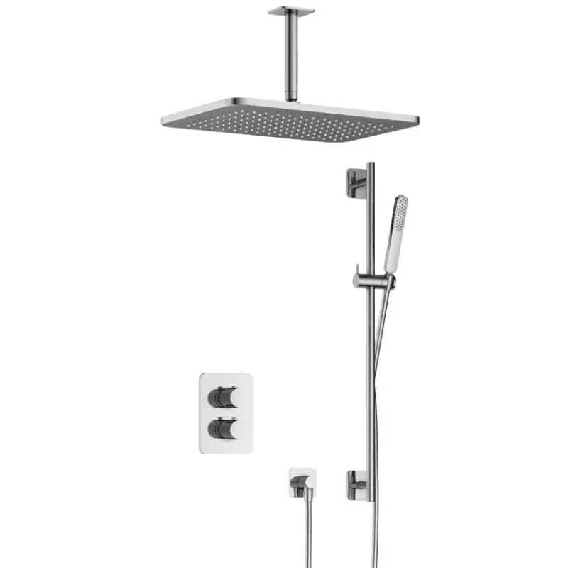 Voordeelprijs Complete thermostatische douche InBouwSet Gal met 2-weg stop-omstel met plafondbuis, GL106 en Glijstang CR IBS40ACR257