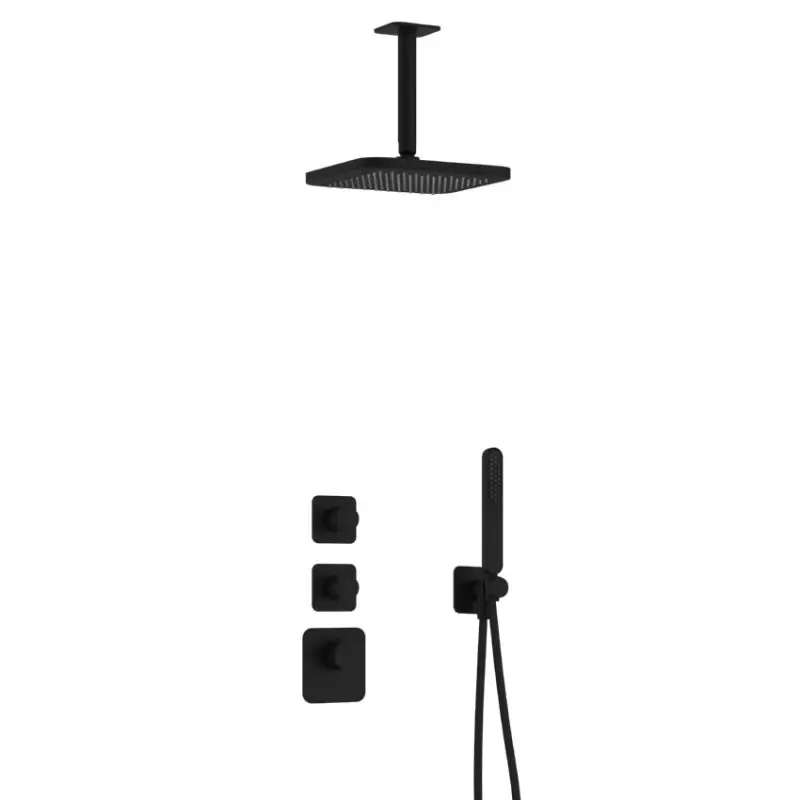 Aanbieding Complete thermostatische High Flow douche InBouwSet Gal met 2 stopkranen met Plafondbuis IBS40BL2