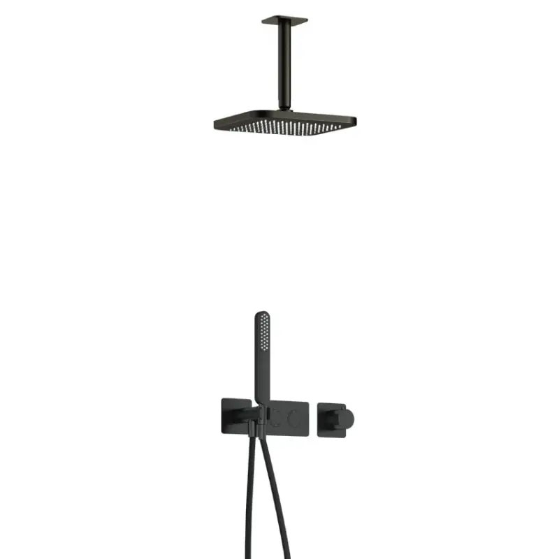 Tijdelijk Beschikbaar Complete thermostatische douche InBouwSet Gal met 2 pushbuttons met Plafondbuis BGP PVD IBS41BGP2