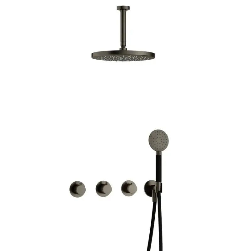 Shop Nu IBS CB7067 AI met 2 stopkranen met Ronde handdouche, Plafondbuis 15 cm en M106 IBS70AI125