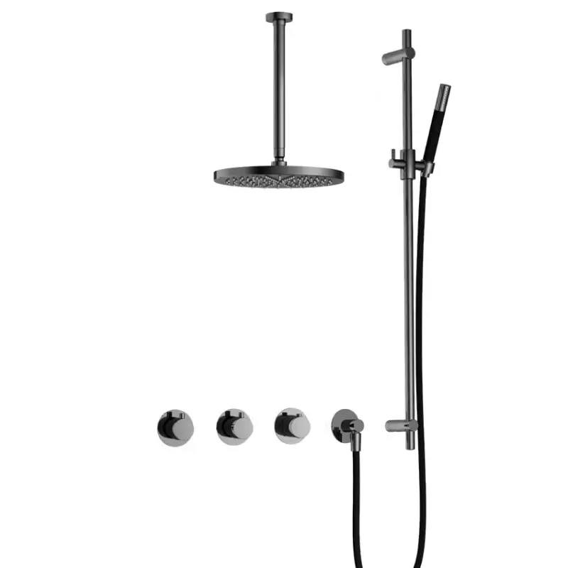 Meest Verkocht IBS CB7067 BK met 2 stopkranen, Plafondbuis 30 cm, M106 en Glijstang IBS70BK357