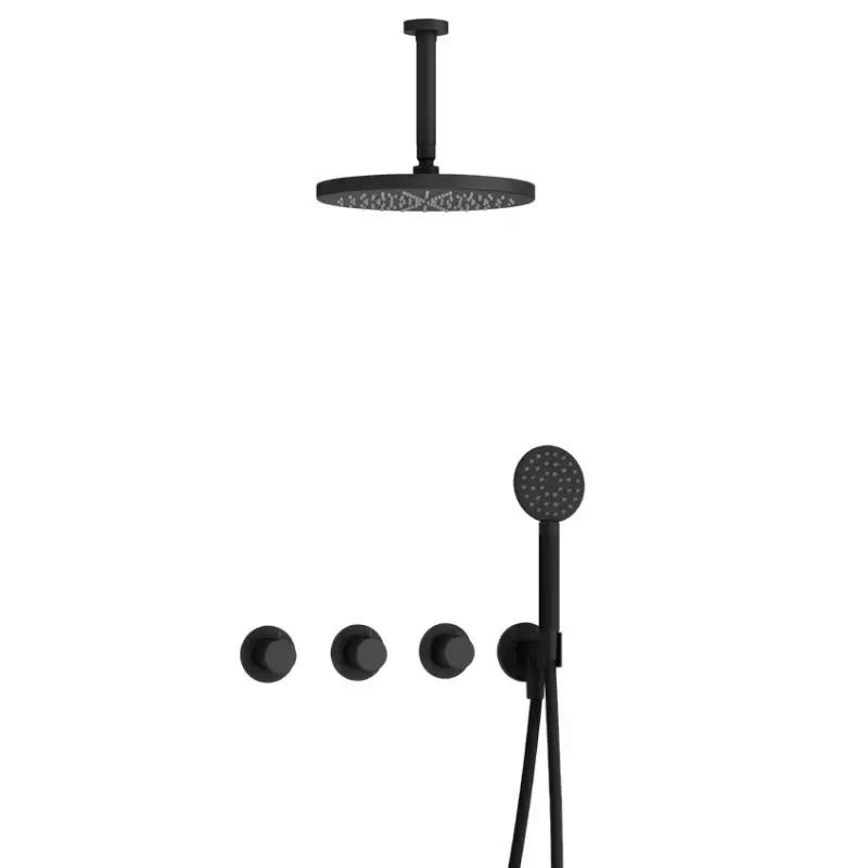 Must-Have IBS CB7067 BL met 2 stopkranen met Ronde handdouche, Plafondbuis 15 cm en M106 IBS70BL125