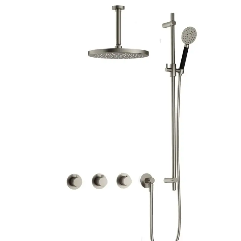 Nieuw IBS CB7067 GN met 2 stopkranen met Ronde handdouche, Plafondbuis 15 cm, M106 en Glijstang IBS70GN1257