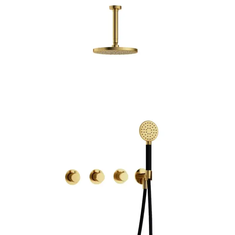 Nieuw IBS CB7067 NBP met 2 stopkranen met Ronde handdouche en Plafondbuis 15 cm IBS70NBP12