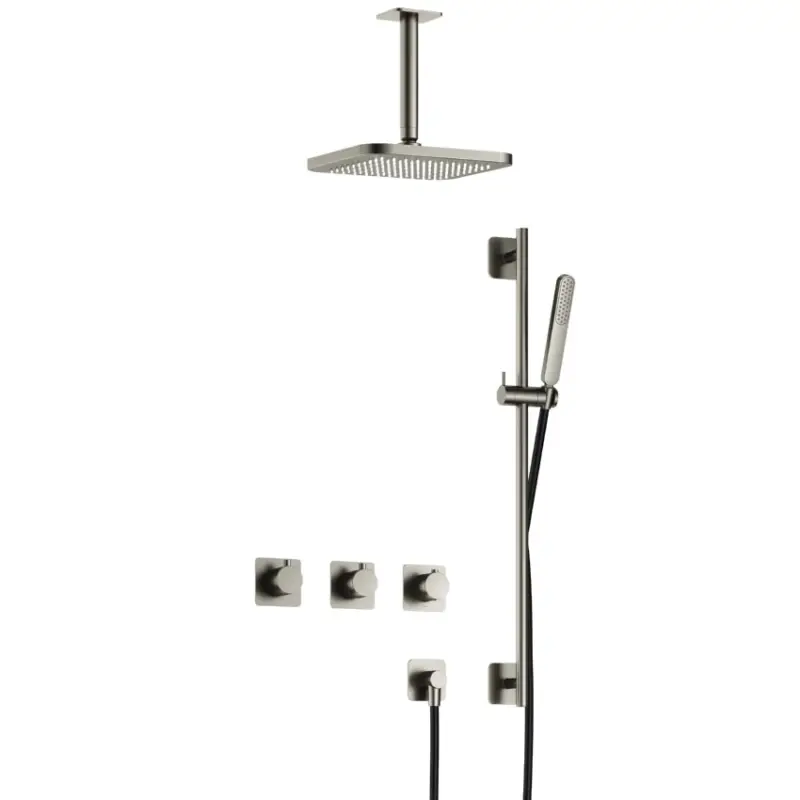 Must-Have Complete thermostatische douche InBouwSet Gal met 2 stopkranen met Plafondbuis en Glijstang GNP PVD IBSGL70GNP27