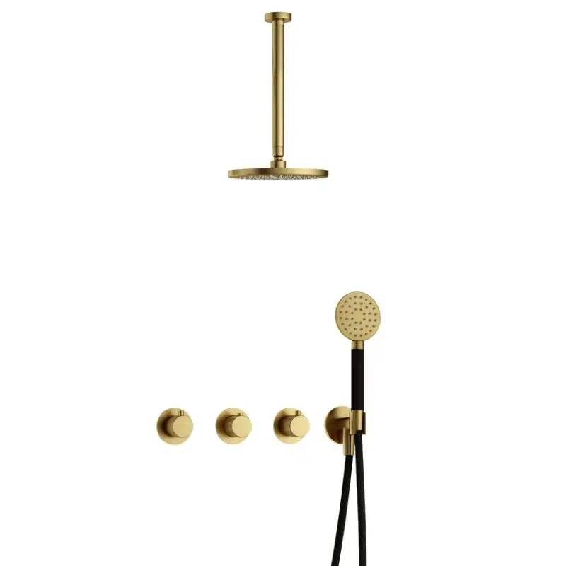 Nu Kopen IBS CX7067 BBP PVD met 2 stopkranen met Ronde handdouche en Plafondbuis 30 cm IBSX70BBP13
