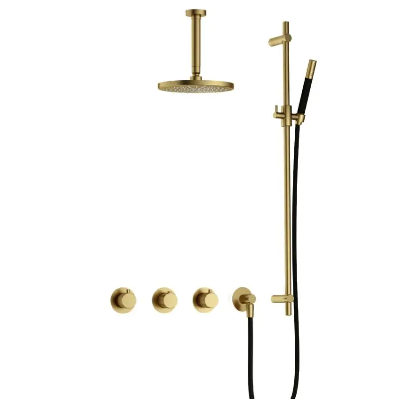 Nieuw IBS CX7067 BBP PVD met 2 stopkranen met Plafondbuis 15 cm en Glijstang IBSX70BBP27
