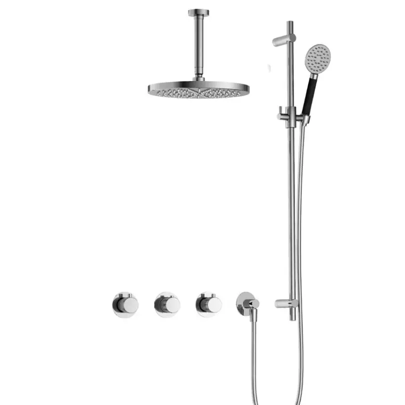 Merkproduct IBS CX7067 CR met 2 stopkranen met Ronde handdouche, Plafondbuis 15 cm, M106 en Glijstang IBSX70CR1257