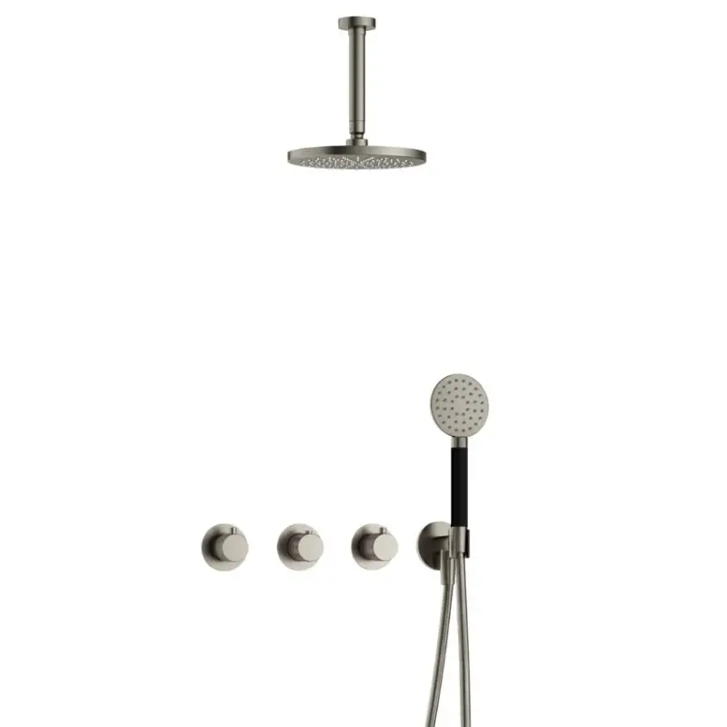Tijdelijk Beschikbaar IBS CX7067 GN met 2 stopkranen met Ronde handdouche en Plafondbuis 15 cm IBSX70GN12