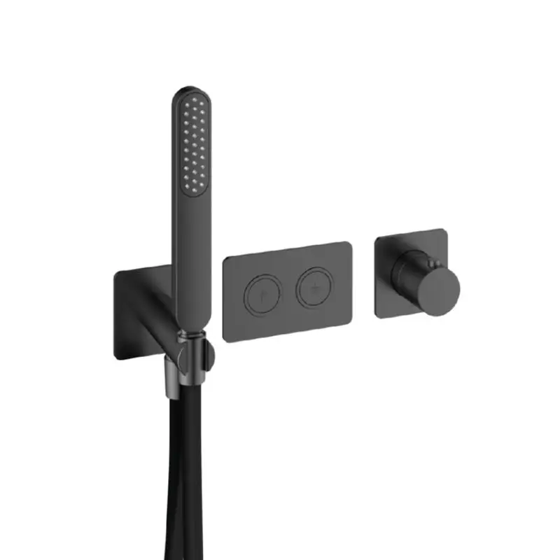 Superprijs Afbouwdeel – Inbouwthermostaat met 2 pushbuttons BGP PVD