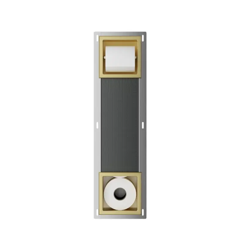 Rocko toiletrolhouder zonder klep en reserverolhouder inbouw geborsteld messing Aanbieding