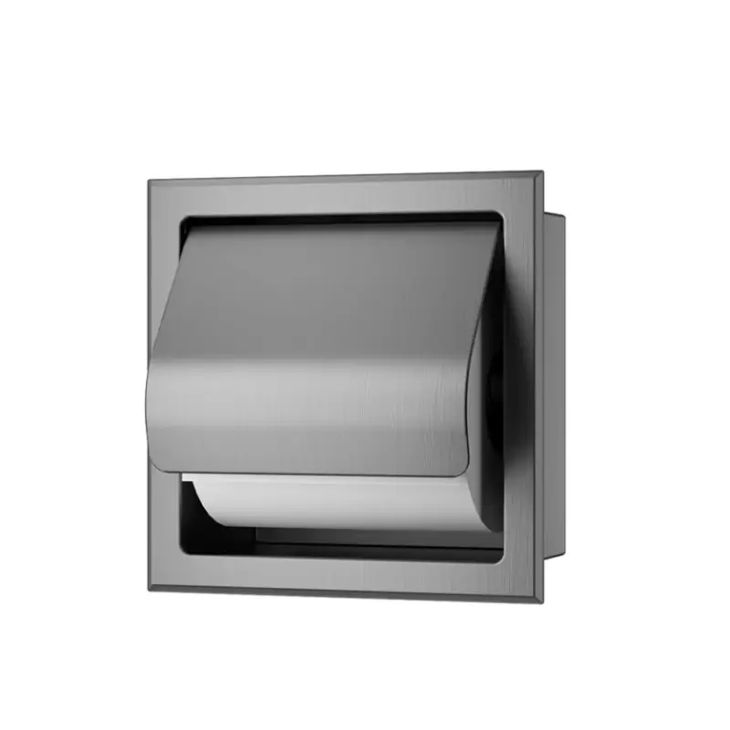 Korting Rocko toiletrolhouder met klep inbouw gunmetal