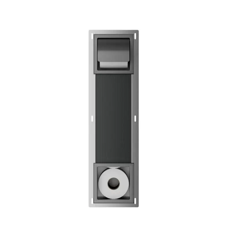 Rocko toiletrolhouder met klep en reserverolhouder inbouw gunmetal Superprijs