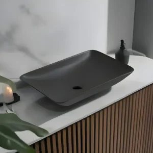 Bestseller Karé waskom rechthoekig 58 x 36 x 11,5 cm keramiek mat zwart