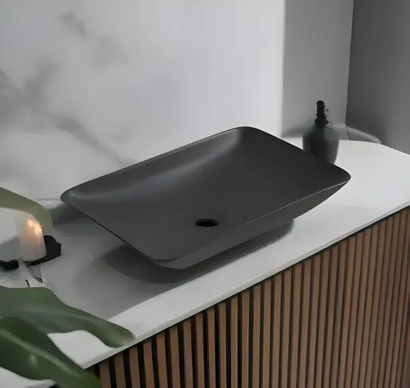 Bestseller Karé waskom rechthoekig 58 x 36 x 11,5 cm keramiek mat zwart