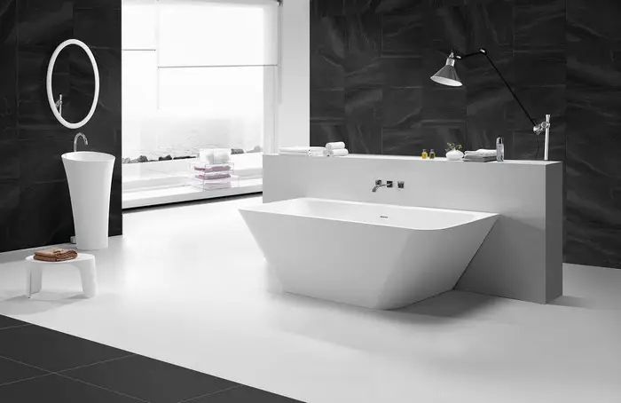 Wiesbaden Inge Solid surface half vrijstaand bad 180x84x57 cm mat wit Favoriet