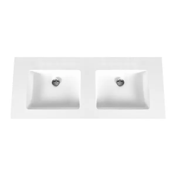 Bestel Nu Solid surface dubbele wastafel zonder kraangat