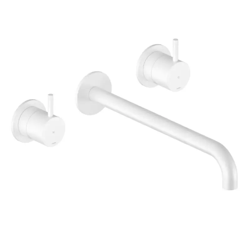 Afbouwdeel – Inbouw wastafelmengkraan 3 gats met inbouwbrug en 25 cm uitloop WH CB005TEXT25WH Gratis Retour